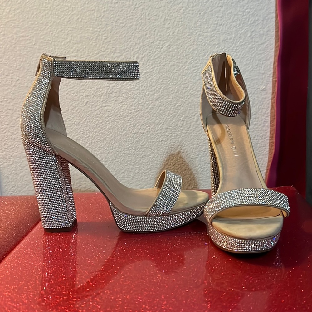 Madden Girl Siren Platform Heels, Rhinestone, Size 8